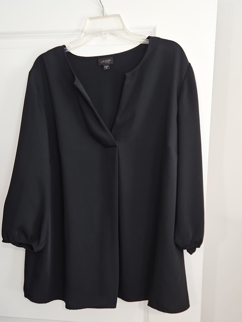 JJill Wearever Black Women's 3/4 -Sleeve V-Neck Blouse